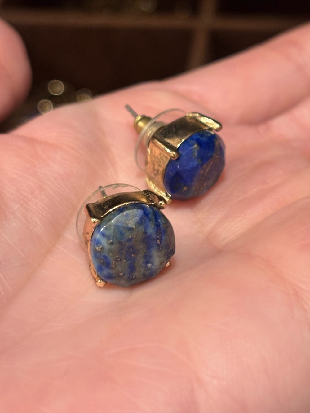 Vintage Blue Faux Gem/Rock Stud Earrings